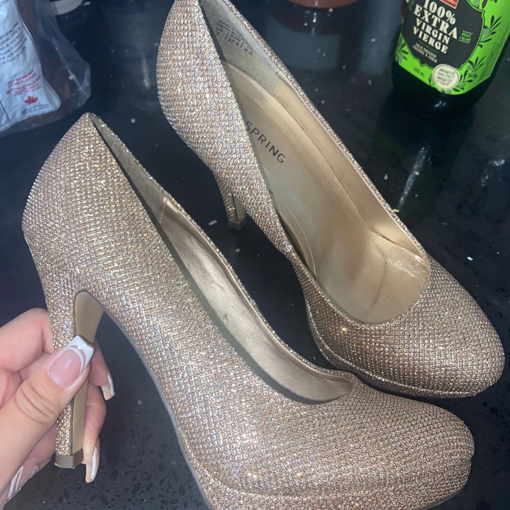 Call It Spring Gold Glitter High Heel Pumps